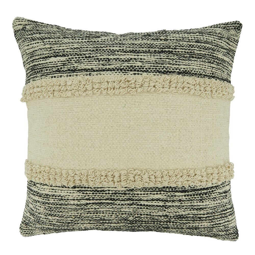 4806 Striped Chindi Throw Pillow Cover, Black/Natural, 20"